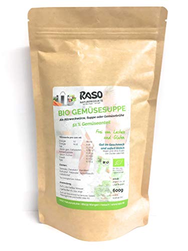 Suppe Gemüsebrühe BIO 600 g Gemüsesuppe RASO Brühe ohne Geschmacksverstärker von RASO