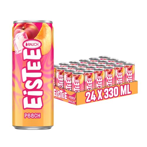 Rauch Eistee Peach | Erfrischendes Getränk aus Schwarztee und Hagebutte | Perfekter Durstlöscher | Ideal für Tee Trinker | Beste Qualität | 24x 330ml Dosen von RAUCH Eistee