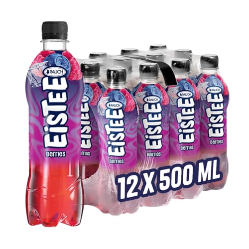 Rauch Eistee Berries | Frischester Berries-Eistee mit Himbeer-Heidelbeer Geschmack | Purer Tee Genuss | Idealer Durstlöscher | Erfrischungsgetränk | 12x 500ml PET Flasche von RAUCH Eistee