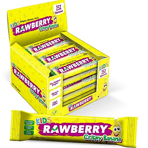 RAWBERRY Crispy Banane, ohne Zuckerzusatz, Glutenfrei, Nüsse Riegel, Vegan Snack (15 x 24g) von RAWBERRY