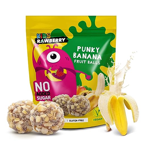 RAWBERRY Kinder Bananenkugeln, ohne Zuckerzusatz, Glutenfrei, Vegan Snack (8 x 50 g) von RAWBERRY