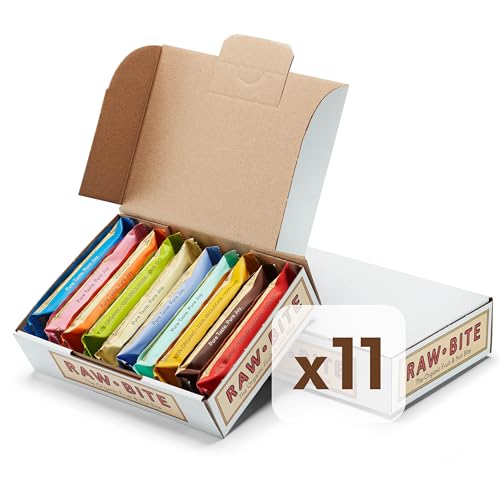 RAWBITE Riegel PROBIERBOX I 11 Bio Nuss-Riegel in Vorteilsbox I verschiedene Sorten I Datteln und Nüssen I Vegan, glutenfrei, laktosefrei I enthält von Natur aus Zucker I 11 x 45-50g RAWBITE Riegel PROBIERBOX I 11 Bio Nuss-Riegel in Vorteilsbox I verschiedene Sorten I Datteln und Nüssen I Vegan, glutenfrei, laktosefrei I enthält von Natur aus Zucker I 11 x 45-50g von RAWBITE