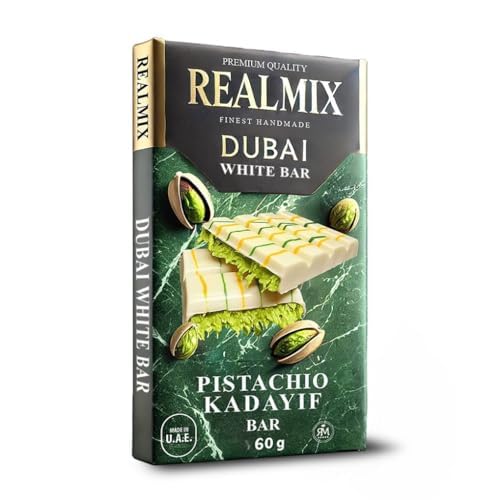 REALMIX Dubai Schokolade direkt aus Dubai UAE | echte Dubai Schokolade mit Pistazien und Kunafa Füllung | Hergestellt in Dubai U.A.E. | (Mini, Weiße Schokolade) von REALMIX