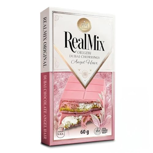 REALMIX Rosa Schokolade direkt aus Dubai VAE | Echter Dubai-Schokoladengenuss mit Himbeeraroma, gefüllt mit Zuckerwatte, Pistazien und Kadayif | Hergestellt in Dubai V.A.E. | 60 g REALMIX Rosa Schokolade direkt aus Dubai VAE | Echter Dubai-Schokoladengenuss mit Himbeeraroma, gefüllt mit Zuckerwatte, Pistazien und Kadayif | Hergestellt in Dubai V.A.E. | 60 g von REALMIX