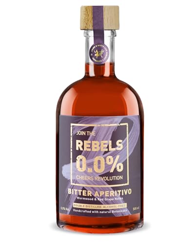 REBELS 0.0% Bitter Aperitif Alternative alkoholfrei | Doppelt destilliert für intensives Aroma | Preisgekrönter Geschmack | Natürliche Botanicals | Vegan | Für alkoholfreie Cocktails | 500 ml von REBELS 0.0%