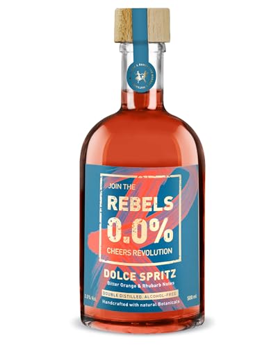 REBELS 0.0% Dolce Spritz | Alkoholfreier Spritz | Doppelt destilliert für intensives Aroma | Preisgekrönter Geschmack | Vegan | Natürliche Botanicals | Zum Mixen für alkoholfreie Cocktails | 500ml von REBELS 0.0%