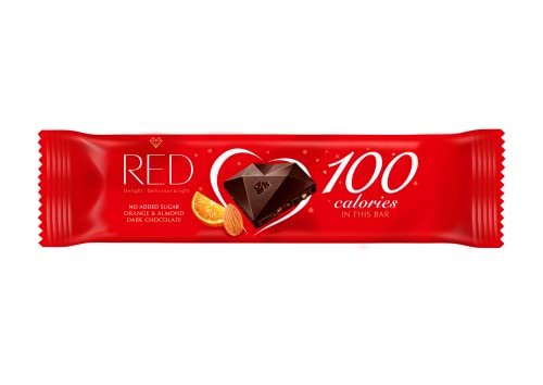 RED Chocolette Schokolade ohne Zuckerzusatz 40% weniger Kalorien 24 Stück (Dunkle Schokolade mit Mandeln und Orangenschale) von Red delight
