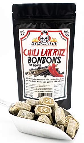 Chili Lakritz Bonbon mit Salmiaküberzug - mittel scharf - Hotskala: 3 - RED DEVILS TASTE von RED DEVILS TASTE