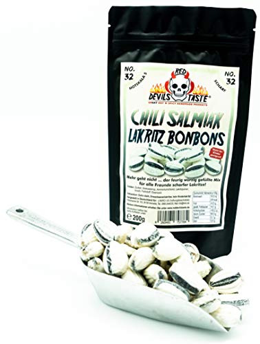 Chili Salmiak Lakritz Bonbon mit Füllung - scharf - 200g - Hotskala: 5 von RED DEVILS TASTE