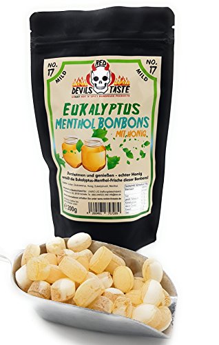 Eukalyptus Menthol Bonbons mit Honig - mild - 200g - mit Zip Beutel von RED DEVILS TASTE