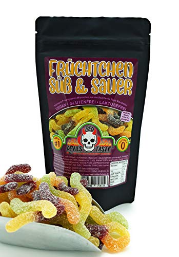 Früchtchen süß & sauer - veganes Fruchtgummi - 200g - Hotskala: 0 im ZIP Beutel von RED DEVILS TASTE