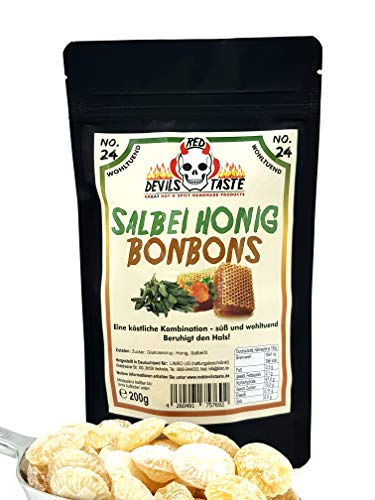 Salbei Honig Bonbon - beruhigt den Hals - mild - 200g - Hotskala: 0 - RED DEVILS TASTE Salbei Honig Bonbon - beruhigt den Hals - mild - 200g - Hotskala: 0 - RED DEVILS TASTE von RED DEVILS TASTE