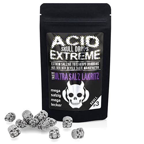 Ultra salzige Lakritz Bonbons - ACID SKULL DROPS EXTREME von Red Devils Taste von RED DEVILS TASTE