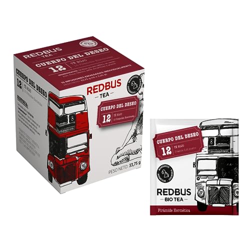 DEU | Redbus® | Pu-Erh Roter Tee & Grüner Tee | Teemischung mit Kiwi, Erdbeere und Ananas in einzeln verpackten Filtern – 15 Pyramiden (33,75 g) | Fruchtiger Tee von REDBUS TEA