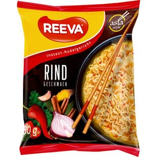 Reeva Instant Nudeln asiatischer Art Rind Geschmack, 24er Pack (24 x 60g) von REEVA