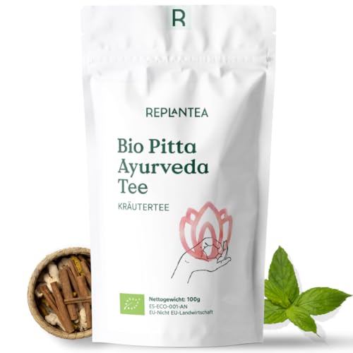 Ayurveda Tee BIO Pitta 100g (50 Tassen) | Ayurvedischer Pitta Tee mit Ingwer, Zimt, Lakritze, Fenchel, Minze, Kurkuma REPLANTEA von REPLANTEA Cuidamos tu Naturaleza