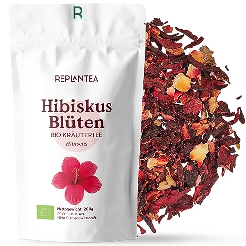 BIO Hibiskustee Lose 200g (+100 Tassen) | Hibiskusblüten getroknet und geschnitten für Tee, Eistee, Karkade REPLANTEA von REPLANTEA Cuidamos tu Naturaleza