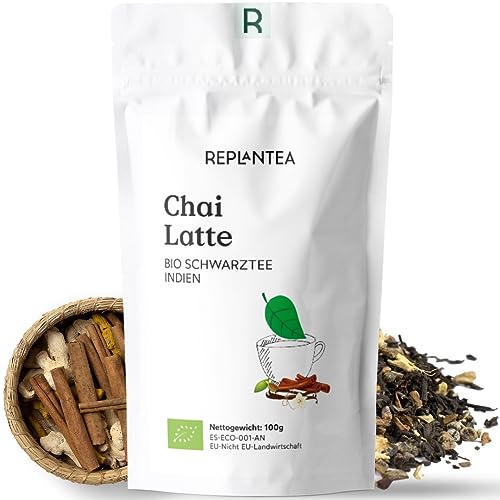 CHAI TEE LOSE BIO 100g (50 Tassen) | Chai Latte Zuckerfrei mit feinstem Ingwer, Zimt, Vanille, Kardamom, Anis REPLANTEA® von REPLANTEA Cuidamos tu Naturaleza