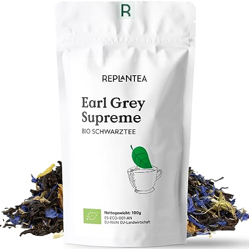 EARL GREY TEE LOSE BIO 100g (50 Tassen) | Schwarzer Tee mit feinstem Bergamotte Öl REPLANTEA® von REPLANTEA Cuidamos tu Naturaleza