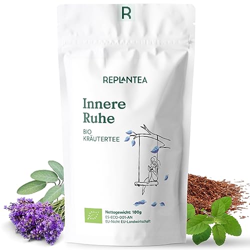 Entspannungstee Bio Lose "Innere Ruhe" 100g (50 Tassen) | Relax Tee, Kräutertee mit Salbei, Rooibos, Zitronenmelisse, Tulsi, Lavendel REPLANTEA von REPLANTEA Cuidamos tu Naturaleza