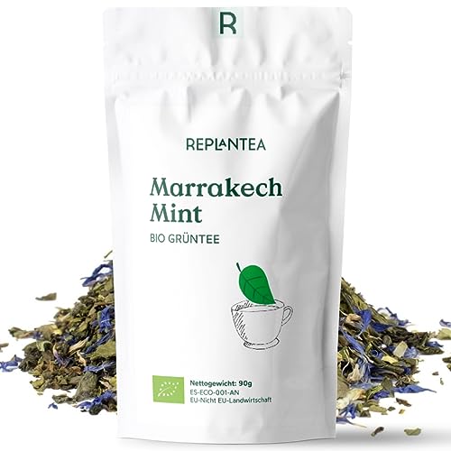 Marrokanischer Minztee BIO "Marrakech Mint" 90g (45 Tassen) | Grüner Tee Minze Lose in Bio-Qualität REPLANTEA von REPLANTEA Cuidamos tu Naturaleza