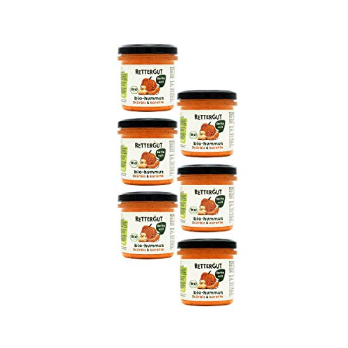 RETTERGUT 6-er Set Retterbox bio-brotaufstrich Kürbis-Hummus (6x135g) I Aufstriche im Glas aus gerettetem Gemüse I natürliche Zutaten I vegan I Bio-Qualität von RETTERGUT