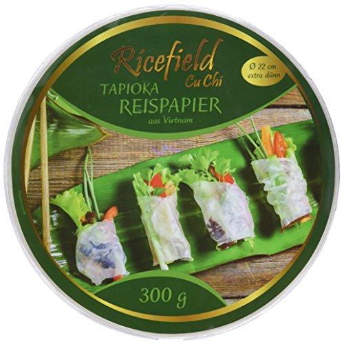 Ricefield Tapioka-Reispapier, rund 22 cm, Premiumqualität, 2er Pack (2 x 300 g Packung) von RICEFIELD