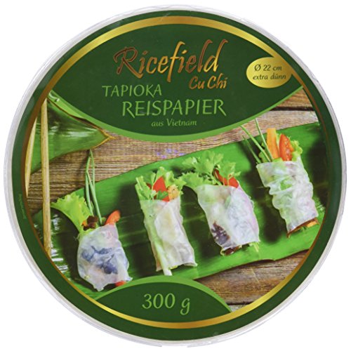 Ricefield Tapioka-Reispapier, rund 22 cm, Premiumqualität, 300 g Ricefield Tapioka-Reispapier, rund 22 cm, Premiumqualität, 300 g von RICEFIELD