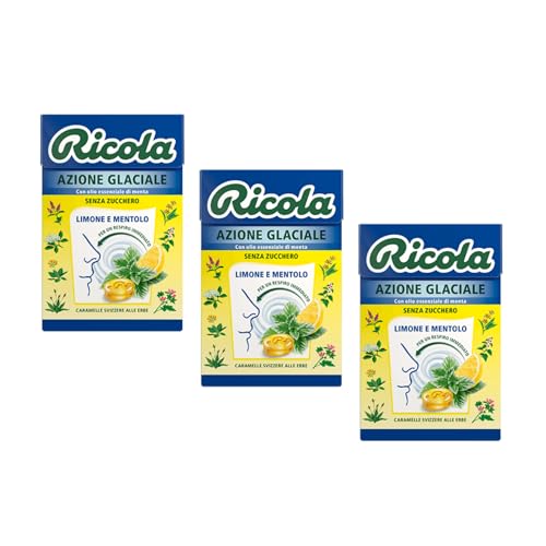 Ricola® | Gletscheraktion | Zuckerfreie Kräuterbonbons - 3 x 50 Gr | Zitronen- und Mentholbonbons in Box von Ricola