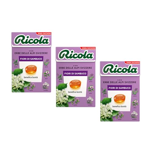 Ricola® | Holunderblüten-Bonbons | Zuckerfreie Kräuterbonbons - 3 x 50 Gr von Ricola