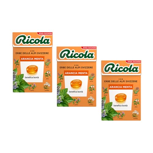 Ricola® | Orangen-Minz-Bonbons | Zuckerfreie Kräuterbonbons - 3 x 50 Gr von Ricola