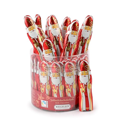Riegelein Schokonikolaus Massiv aus Vollmilch-Schokolade – 58 Schokoweihnachtsmänner (je 14g) – Zertifizierte Fairtrade Weihnachtsmänner – Ideal als Adventskalender Befüllung und zum Nikolaus von RIEGELEIN