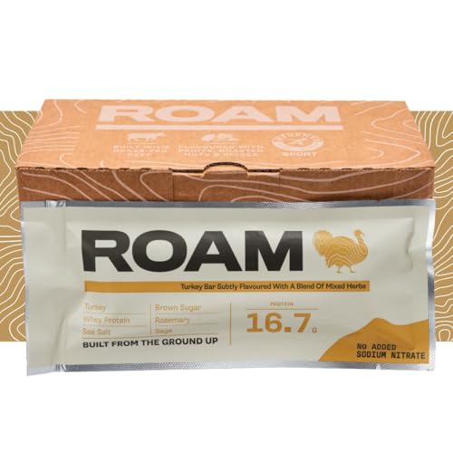 Roam Natürliche Protein Riegel, 6x45 Gramm FleischSnacks, ideal für die Carnivore-Diät, glutenfreie Trockenfleisch (Zitronen- und Kräuter-Putenfleisch aus Freilandhaltung, 6x45 Riegel) von ROAM