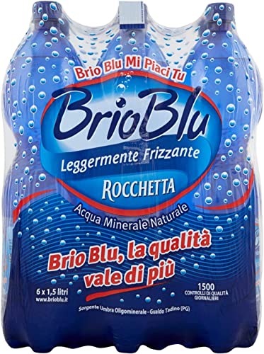 12x Rocchetta Brio Blu Acqua Minerale Naturale Leggermente Frizzante Natürliches Mineralwasser Leicht funkelnd 1,5Lt Italienisches Wasser von ROCCHETTA