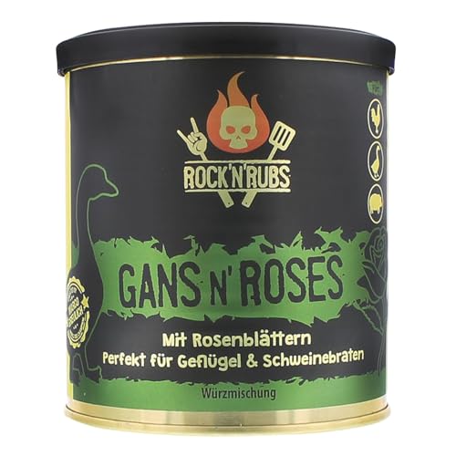 ROCK'N'RUBS Grillgewürz Gans N Roses - Gewürzmischung mit feinen Rosenblütenblättern - 140 g Dose von ROCK`N RUBS