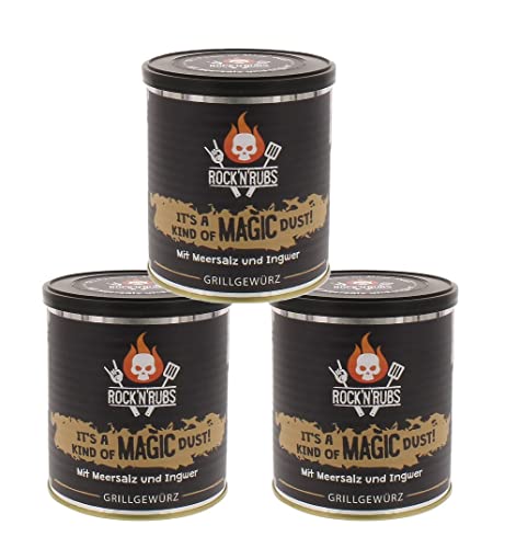 ROCK'N'RUBS Grillgewürz It's A Kind Of Magic Dust 3er Set - BBQ Rub zum Grillen mit Meersalz & Ingwer - 3 x 170 g Dose von ROCK`N RUBS