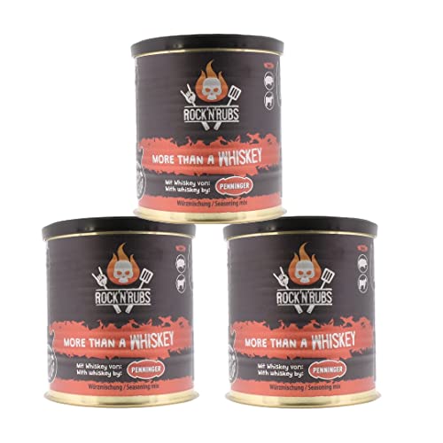 ROCK'N'RUBS Grillgewürz More Than A Whiskey 3er Set - BBQ Rub zum Grillen mit würziger Kräutermischung & Whiskey - 3 x 130 g Dose ROCK'N'RUBS Grillgewürz More Than A Whiskey 3er Set - BBQ Rub zum Grillen mit würziger Kräutermischung & Whiskey - 3 x 130 g Dose von ROCK`N RUBS