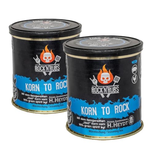 Rock'N'Rubs 2x Korn To Rock - BBQ Rub - rockige Gewürzzubereitung nicht nur zum Grillen, Seasoning Mix mit Korn, Paprika, Koriander, Curcuma und Chili, 2x 130g von ROCK`N RUBS