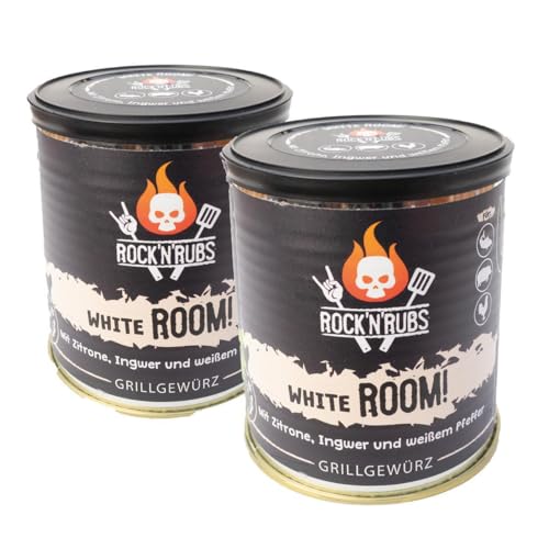 Rock'N'Rubs 2x White Room - BBQ Rub - rockige Gewürzzubereitung nicht nur zum Grillen, Seasoning Mix mit Zitronenschale, Knoblauch und Ingwer, 2x 170g von ROCK`N RUBS