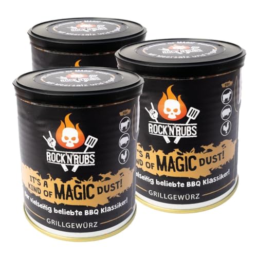 Rock'N'Rubs 3x Magic Dust - BBQ Rub - rockige Gewürzzubereitung nicht nur zum Grillen, Seasoning Mix mit Rosmarin, Paprika und Knoblauch, 3x 170g von ROCK`N RUBS