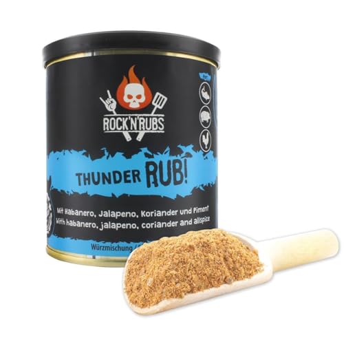 Rock'N'Rubs Thunder - BBQ Rub - rockige Gewürzzubereitung nicht nur zum Grillen, Seasoning Mix mit Habanero, Jalapeno und Piment, 140g von ROCK`N RUBS