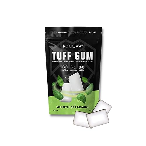 ROCKJAW® Hard Jawline Gum – Tuff Gum mit 20 mg Koffein, 20 mg Taurin + B-Vitaminen (glatte grüne Minze) von ROCKJAW