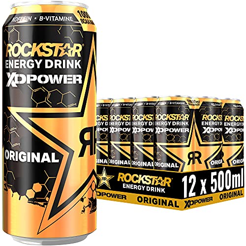 Rockstar XD Power Original - Koffeinhaltiges Erfrischungsgetränk für den Energie Kick, EINWEG (12x 500ml) von Rockstar