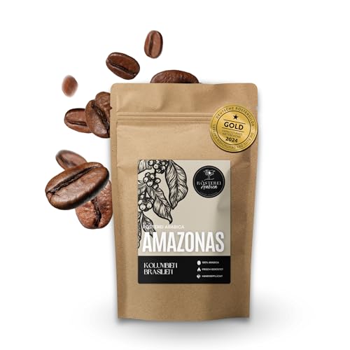 Amazonas Kaffee 1 Kg Ganze Bohne oder Gemahlen Goldmedaille 2024 Deutsche Röstergilde 100% Arabica Mit Noten von Schokolade Dunklem Karamell & Nüssen von RÖSTEREI Arabica KAFFEE-RÖSTEREI