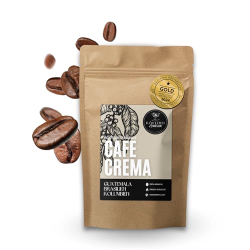 Café Crema | Ganze Bohne oder Gemahlen | 100% Arabica Premium Kaffee mit Aromen von Schokolade Toffee und gerösteten Nüssen | Goldmedaillen Gewinner 2024 von RÖSTEREI Arabica KAFFEE-RÖSTEREI