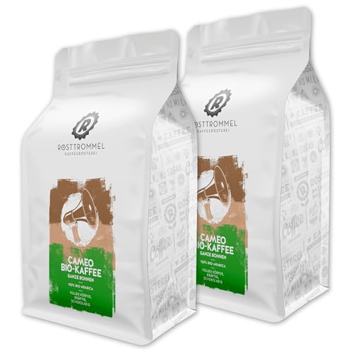 RÖSTTROMMEL Cameo, BIO-KAFFEE, Ganze Kaffee-Bohnen 2x1kg, 100% Arabica, Röstung 4/10, Honduras, Geschmack: Mittelkräftig - Schokolade - Nuss, nachhaltiger Spitzenkaffee, (DE-ÖKO-001) von ROESTTROMMEL KAFFEERÖSTEREI