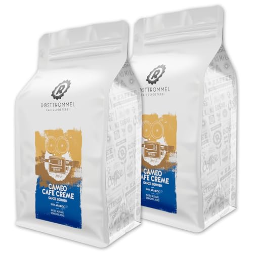 RÖSTTROMMEL Cameo, KAFFEE, Classic Crema, Ganze Kaffee-Bohnen 2x1kg, 100% Arabica, Röstung 4/10, Geschmack: Mild - Nuss - Schokolade, nachhaltiger Spitzenkaffee von ROESTTROMMEL KAFFEERÖSTEREI