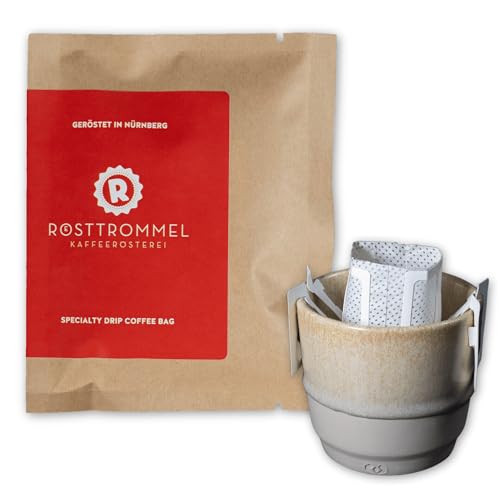RÖSTTROMMEL Drip-Bag - 13 Beutel - Premium KAFFEE im frischen Drip-Coffee-Bag Filter - Kaffee für unterwegs - Die frische Alternative zu Instant Kaffee - direkt aus der Kaffee-Rösterei von ROESTTROMMEL KAFFEERÖSTEREI