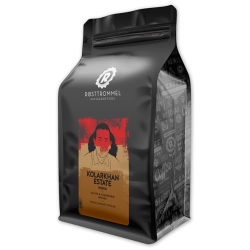 RÖSTTROMMEL Indien, ESPRESSO, Ganze Kaffee-Bohnen 1kg, 100% Arabica, Röstung 6/10, Geschmack: Kakao - Nougat - Kirsche, nachhaltiger Spitzenkaffee, ausgezeichnete Kaffeefarm von ROESTTROMMEL KAFFEERÖSTEREI