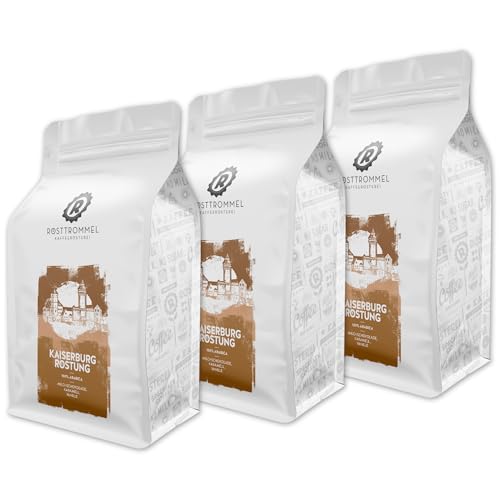 RÖSTTROMMEL Kaiserburg, KAFFEE, Ganze Kaffee-Bohnen 3x1kg, 100% Arabica, Röstung 4/10, Brasilien, Geschmack: Milchschokolade - Karamell - Vanille, nachhaltiger Spitzenkaffee, ausgezeichnete Kaffeefarm von ROESTTROMMEL KAFFEERÖSTEREI